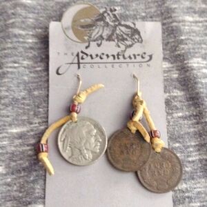 Buffalo Nickel/Wheat Penny Earrings Waldron Handmade Western Rustic